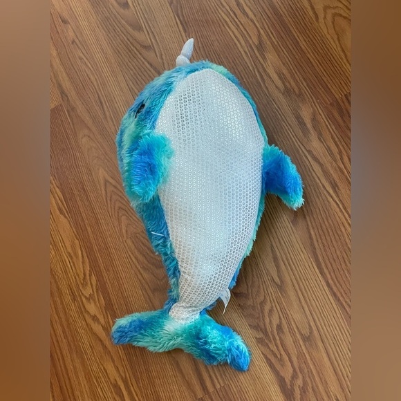 GOFFA Blue Dolphin whale plush stuffed animal white silver sparkl - Picture 7 of 7